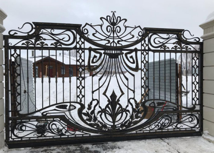 Кованые откатные ворота -Кузница Москвы